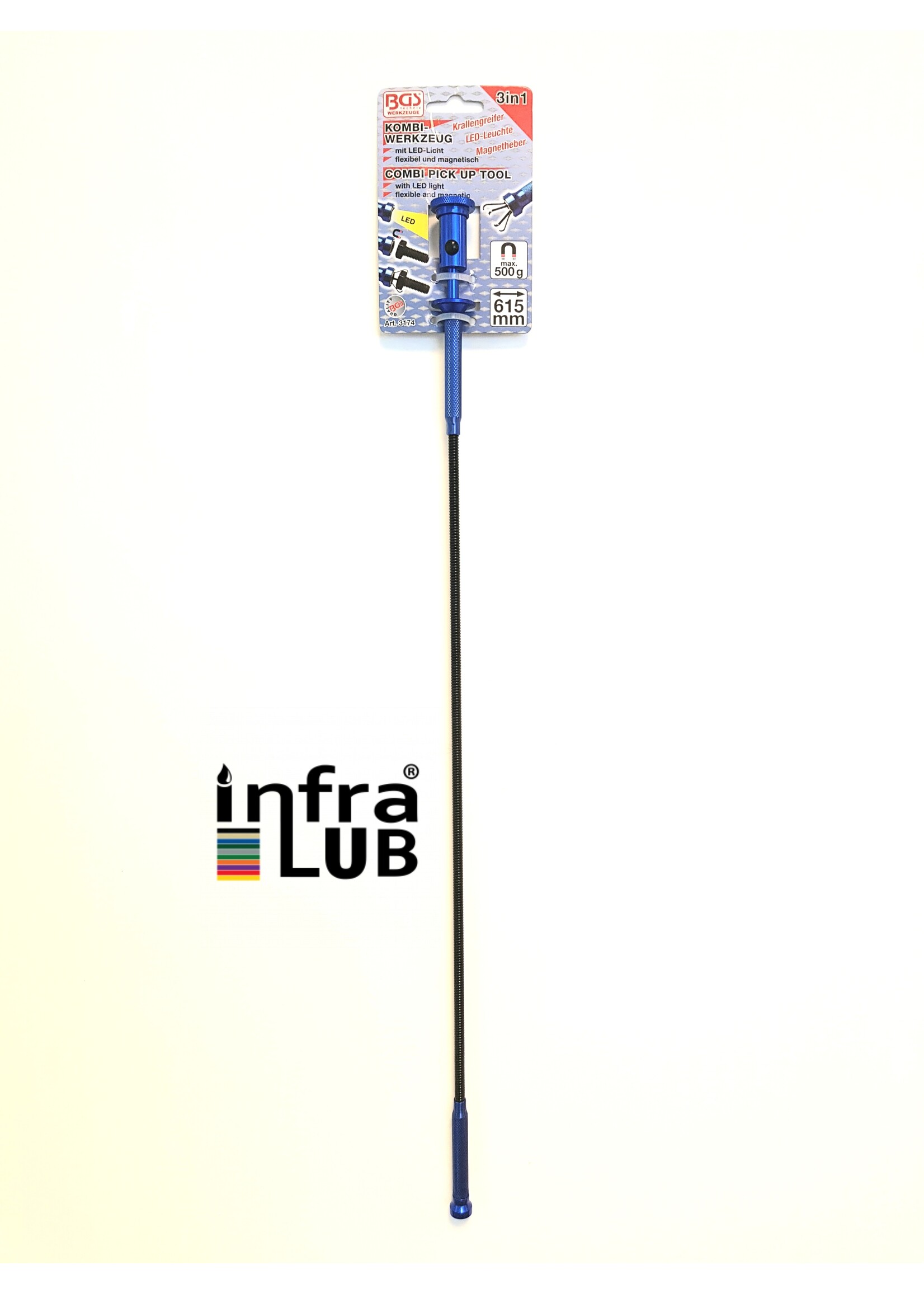 BGS Grijper-lampje-magneet-combi 3 in 1 | 615 mm
