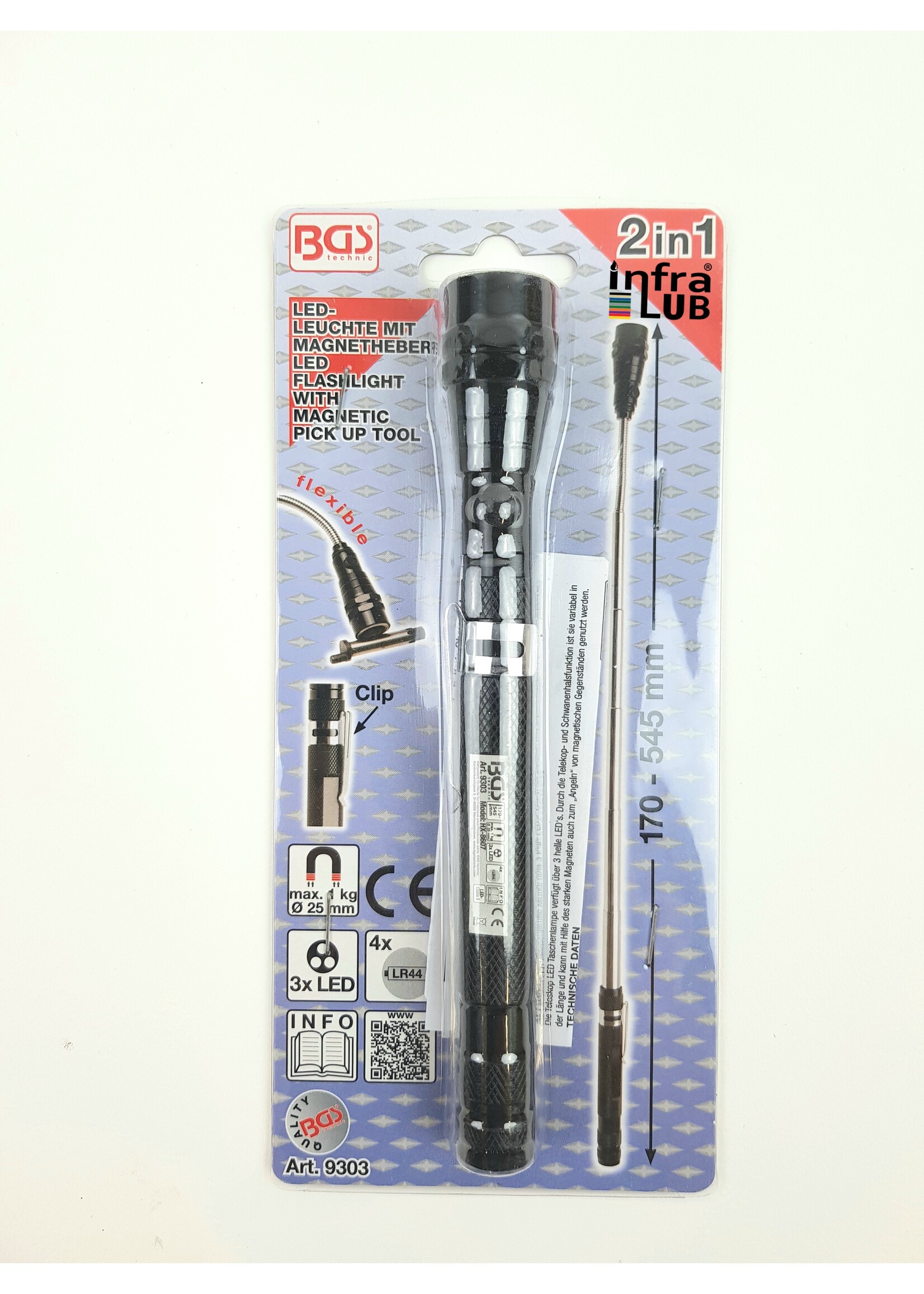 BGS Uittrekbare 2 in 1 magneethulp  LED  zaklamp