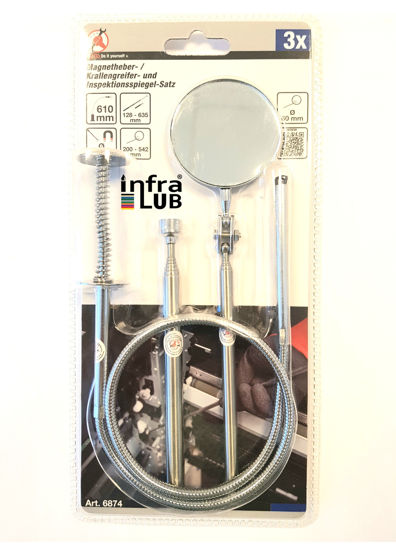 BGS Magneethulp, grijper en inspectiespiegelset 3-dlg.