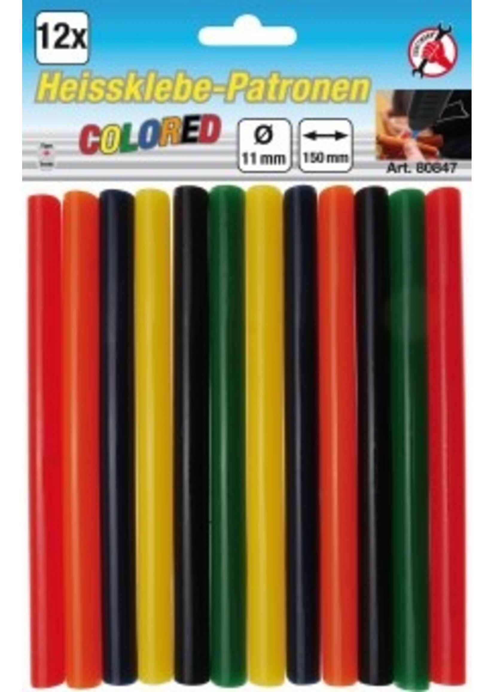 BGS Lijmpatronen kleurrijk  | Ø 11 mm, 150 mm | 12 stuks