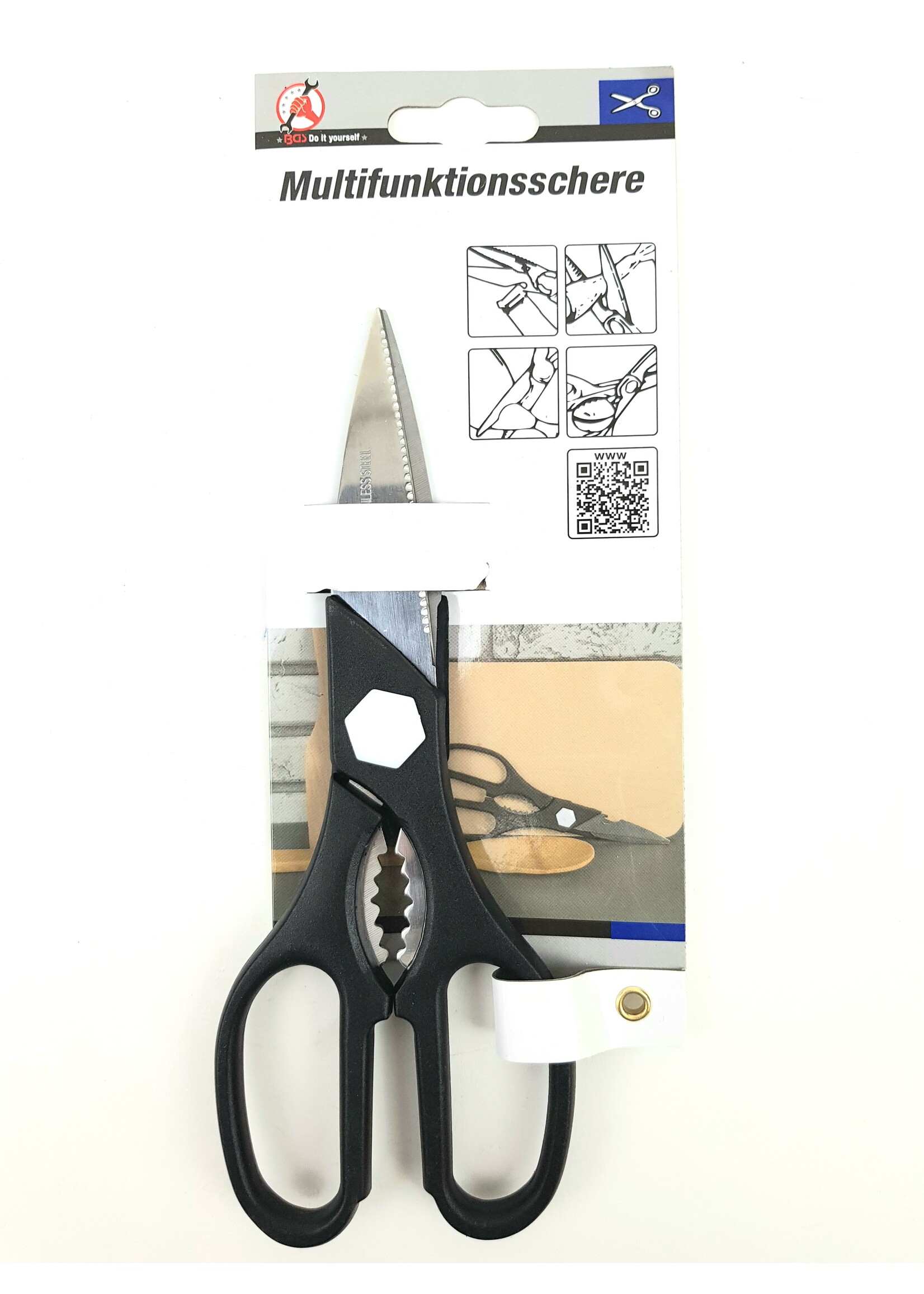 BGS Multifunctionele RVS schaar | Notenkraker | Flessenopener | Huishoudschaar