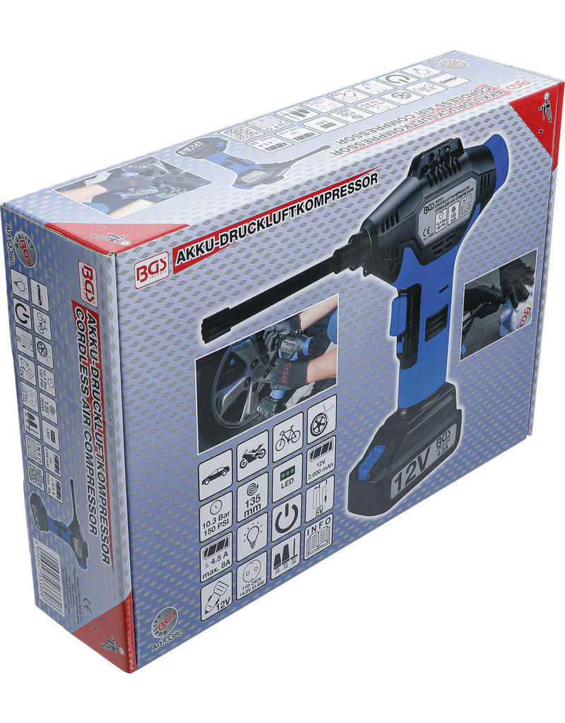 BGS Draadloze luchtcompressor 12 V Li-ion accu 2.0 Ah