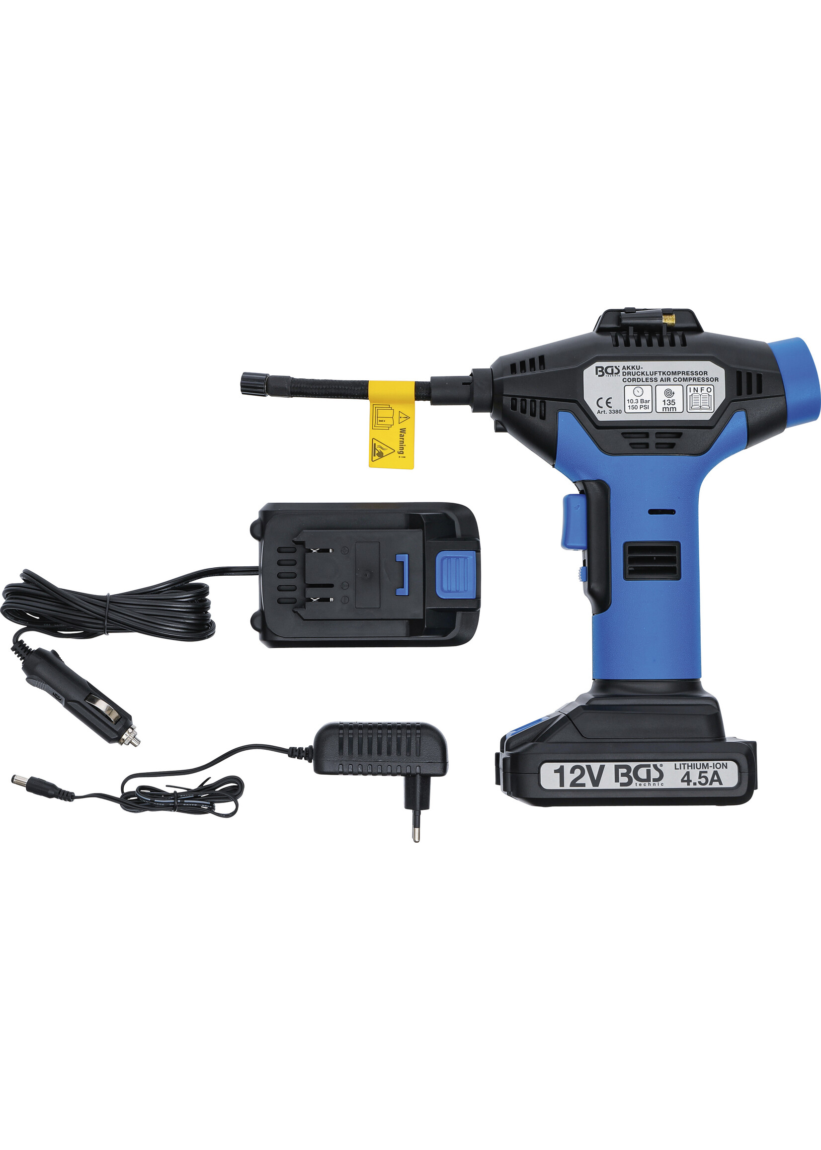 BGS Draadloze luchtcompressor 12 V Li-ion accu 2.0 Ah