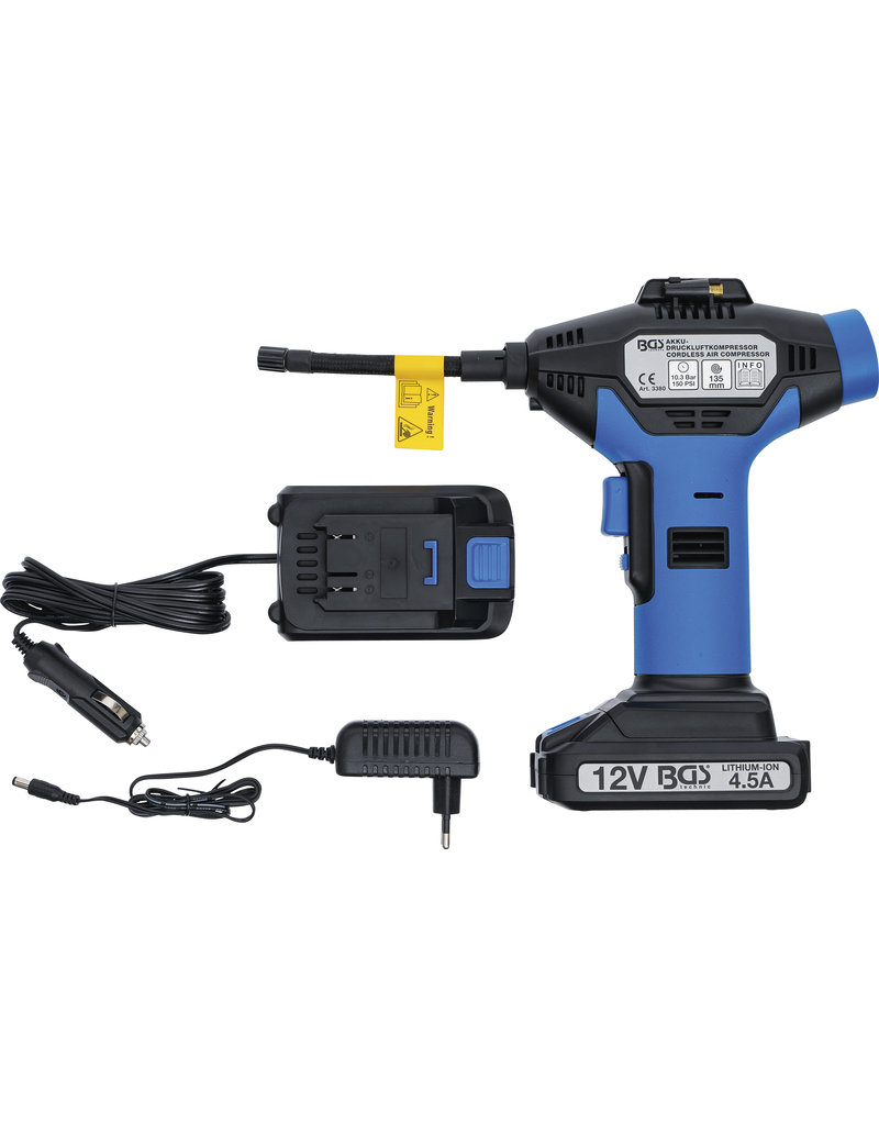 BGS Draadloze luchtcompressor 12 V Li-ion accu 2.0 Ah