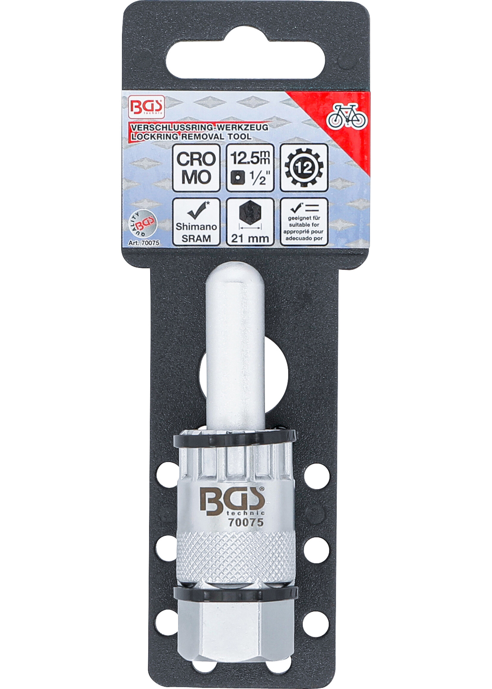 BGS Cassette Lockring Socket | with Center Pin | for 12 mm Thru Axle Hubs