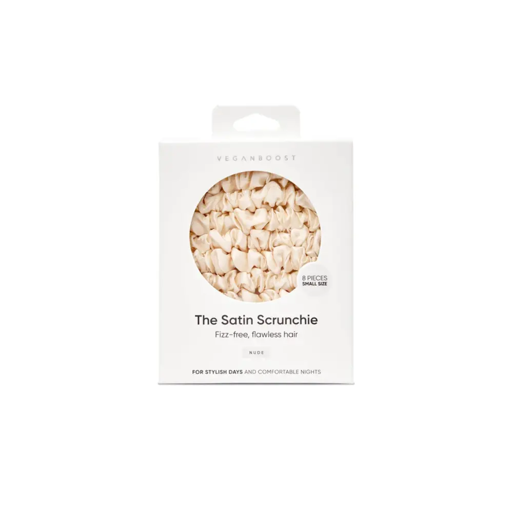 Veganboost Satijnen Scrunchies Nude Klein Veganboost Satijnen Scrunchies Nude Klein