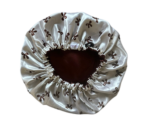 Her Motions Satijnen Slaapmuts/Bonnet - Cocoa Ribbons