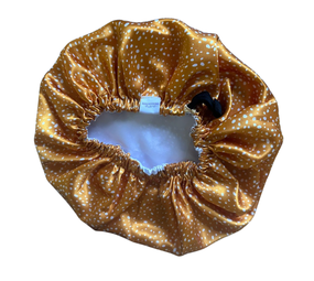 Her Motions Satijnen Slaapmuts/Bonnet - Golden Polka