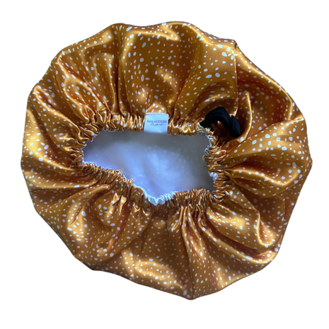 Her Motions Satijnen Slaapmuts/Bonnet - Golden Polka