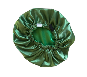 Her Motions Satijnen Slaapmuts/Bonnet - Forest Green