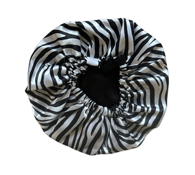 Her Motions Satijnen Slaapmuts/Bonnet - Zebra Stripe