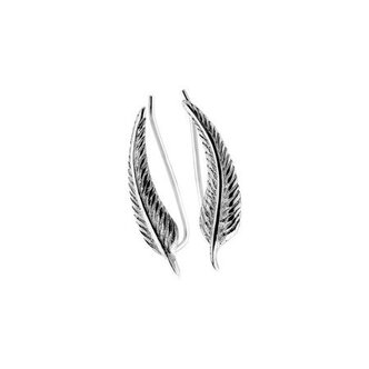 Silver Earrings - Feather Design