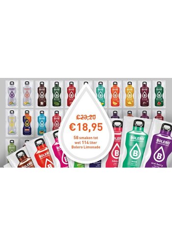  Bolero  All 58 flavours package - 114 LITER 58 sachets 