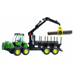 Bruder JD 1210E forwarder met 4 boomstammen en houtgrijper