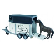 Remorque à chevaux + 1 cheval 1:16