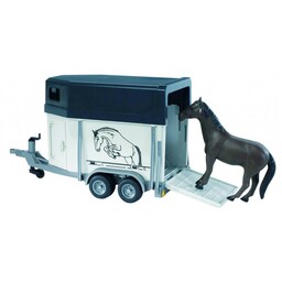 Remorque à chevaux + 1 cheval 1:16