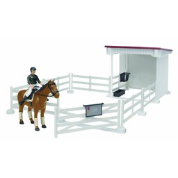 Petit enclos à cheval avec cavalière et accessoires