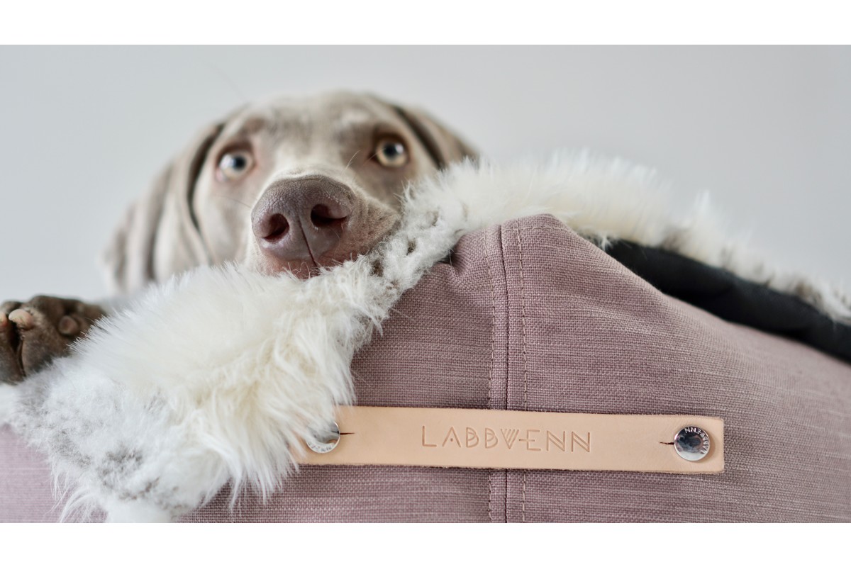 Labbvenn Stokke Dog Bed Grey/Pink