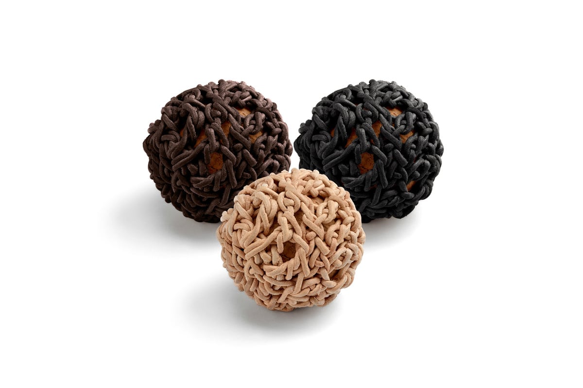 Gatto Filo, Cat Toy Ball, Set of 3 (Leather Natural/Brown/Black)