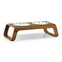 Gatto Desco, Cat Feeder with Stainless Steel Bowls, Walnut
