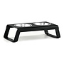Gatto Desco, Cat Feeder with Stainless Steel Bowls, Powder Coated Black