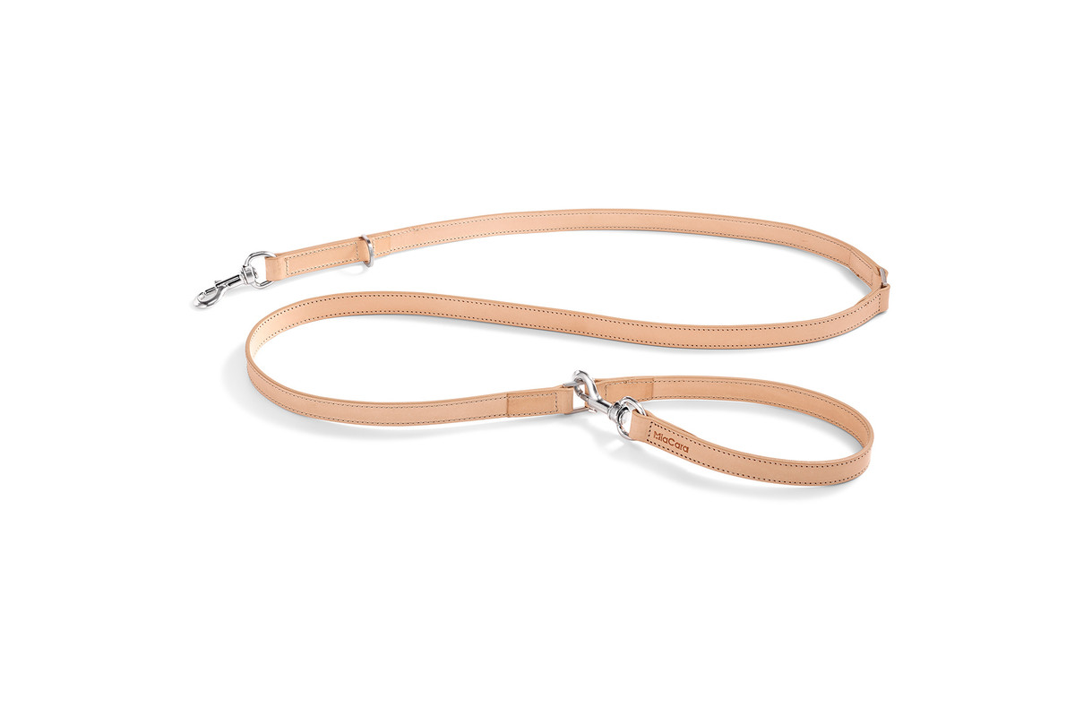 Cane Bergamo, Long Lead, Hondenriem Glad Leer Natuurlijk