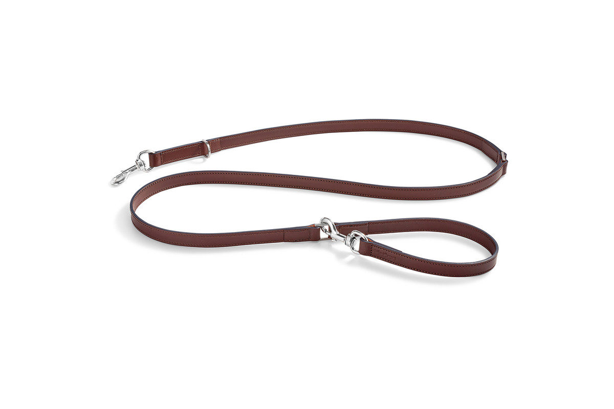 Cane Bergamo long lead, Dog Lead Smooth Leather Brown
