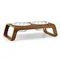 Cane Desco, Dog Feeder with Stainless Steel Bowls, Walnut