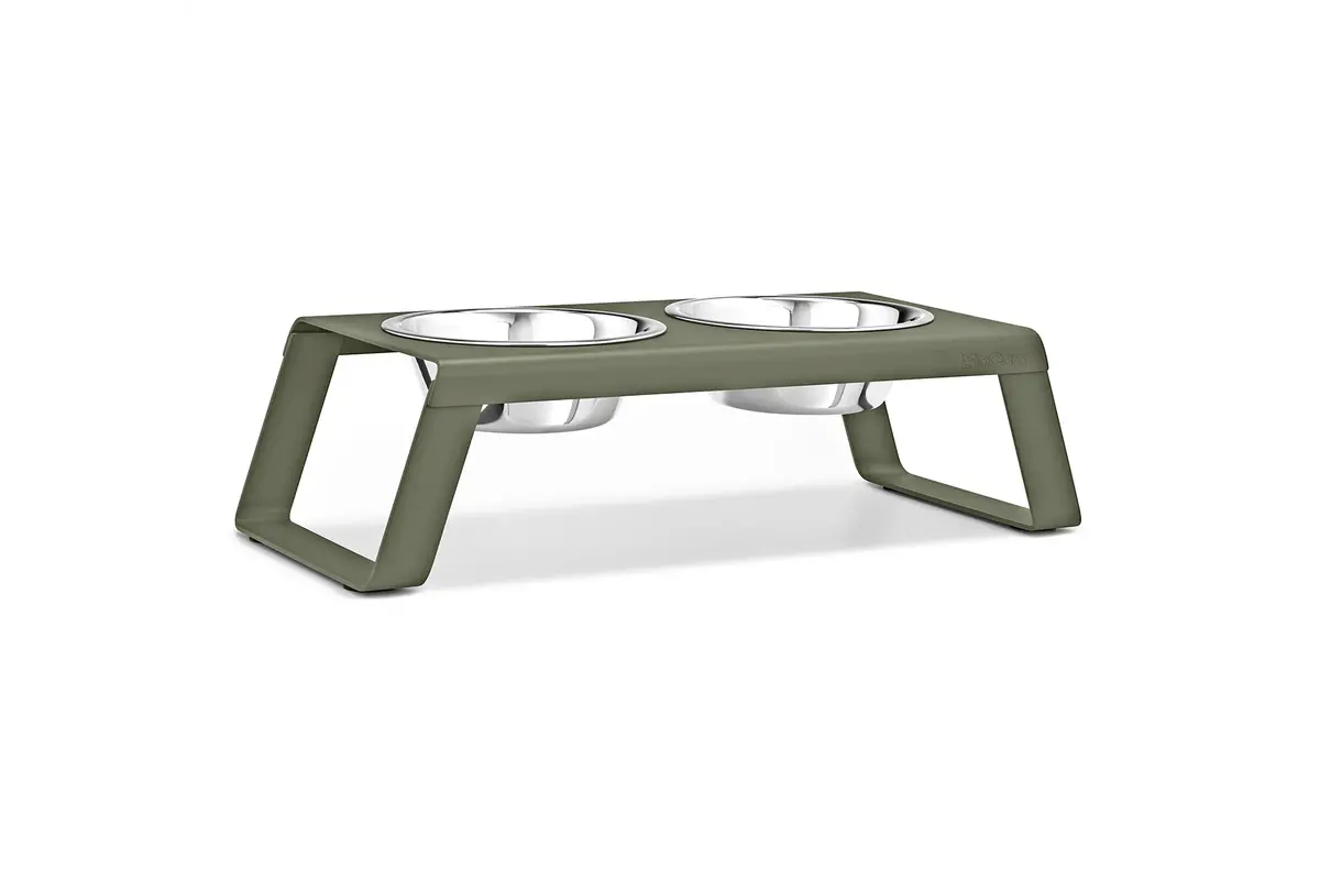 Cane Desco, Dog Feeder with Stainless Steel Bowls, Powder-Coated Grolive