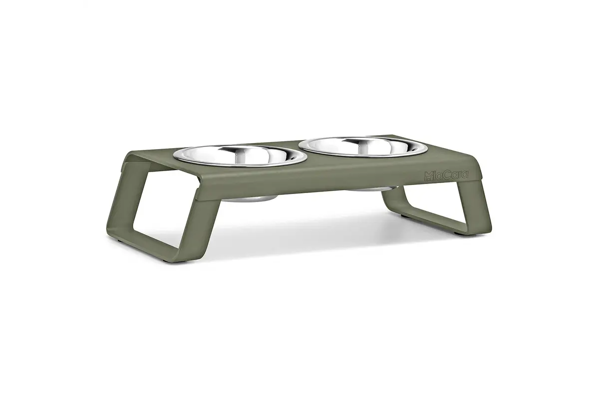 Cane Desco, Dog Feeder with Stainless Steel Bowls, Powder-Coated Grolive