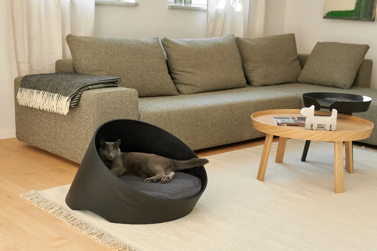 Gatto Covo, Katzenkorb, Esche Schwarz/Anthrazit