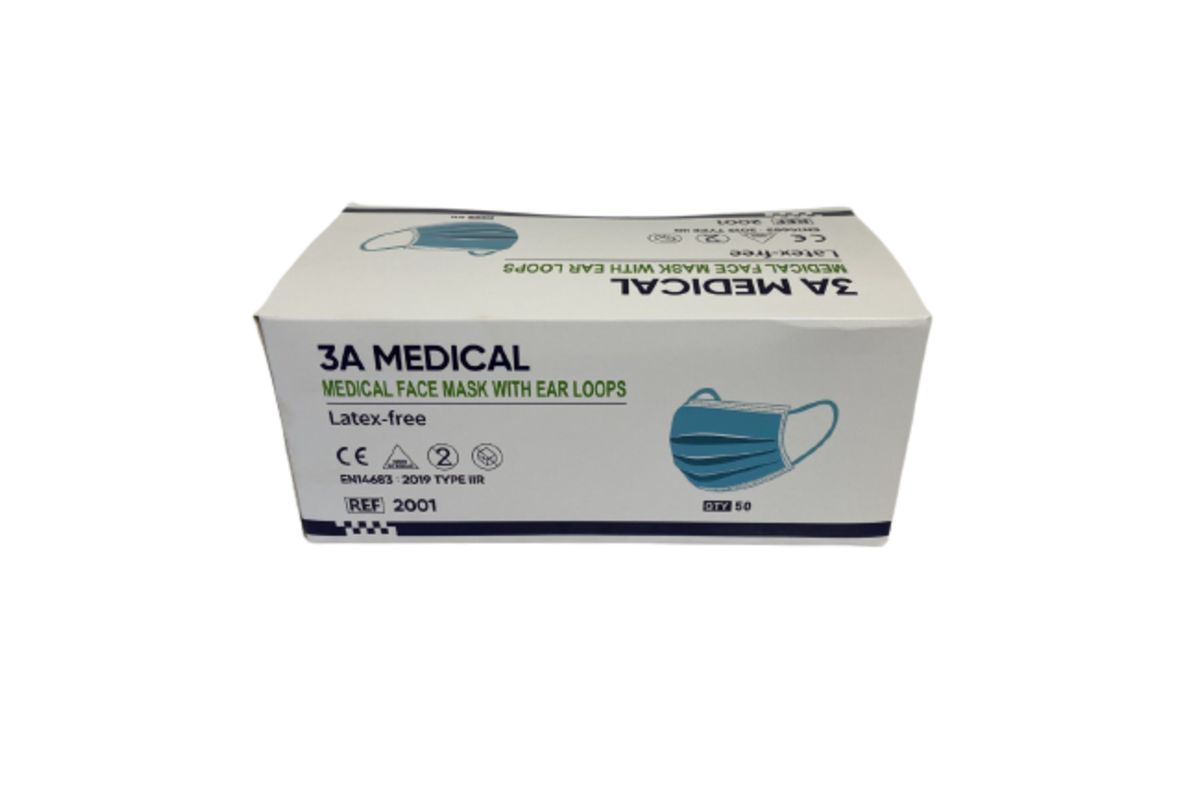 3A Medical Mondkapjes met oorlussen 50 stuks