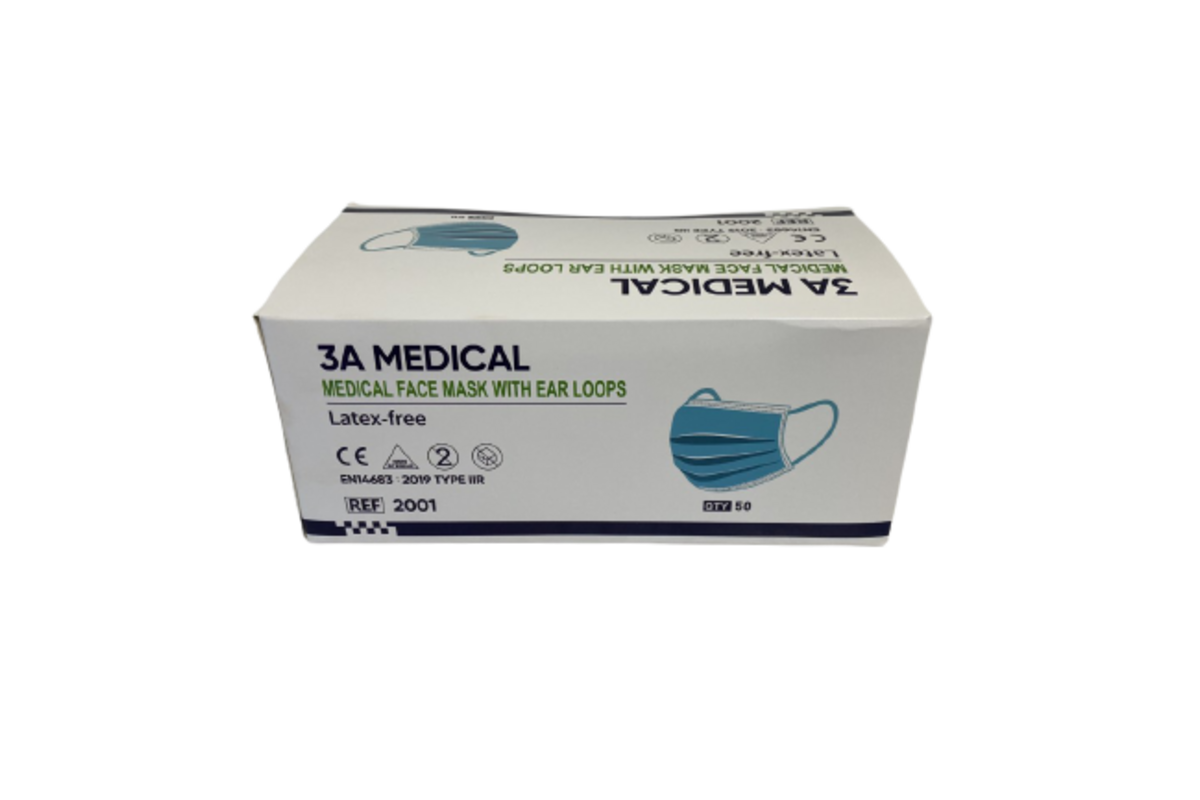 3A  Medical Procedural Mask with ear loops 50 pieces