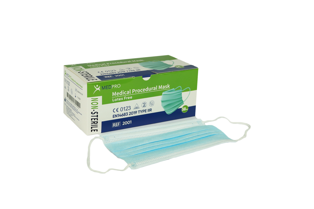 MEDPRO Medizinische Verfahrensmaske mit Ohrschlaufen 50 Stückzahl