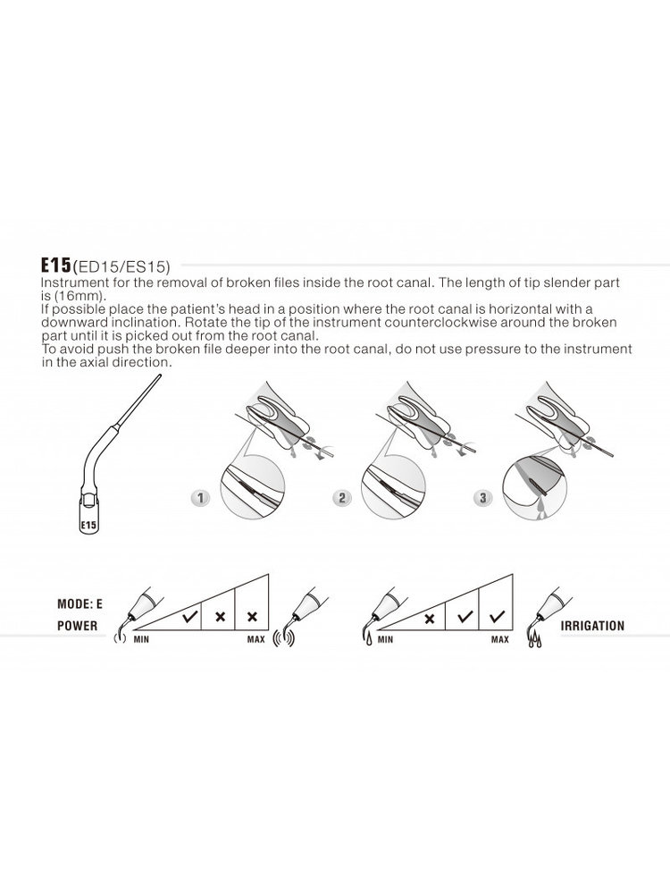 Satalec Compatibel Woodpecker Woodpecker ED15 Endo tip waterkoeling