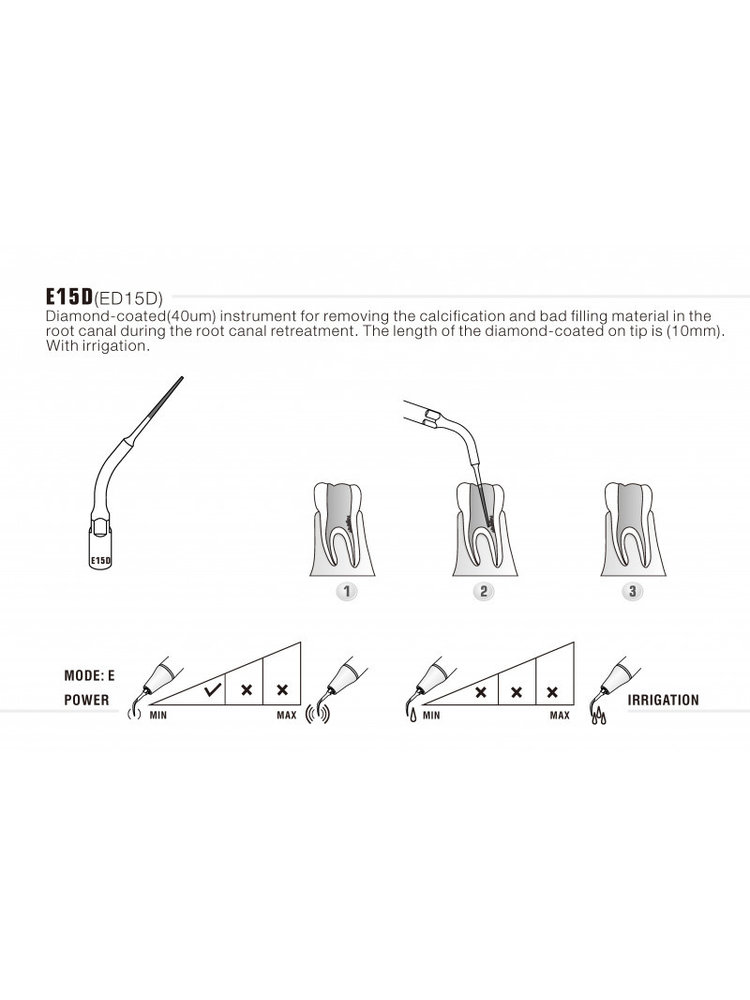 EMS compatibel Woodpecker  Woodpecker E15D Endo tip refroidissement par eau