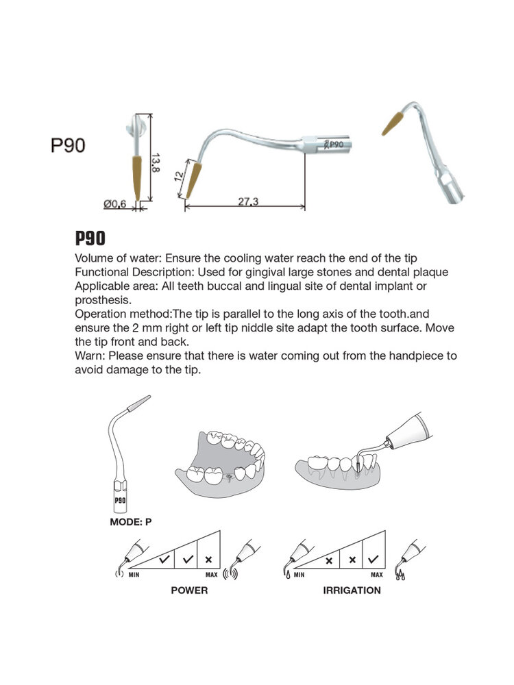 Compatibel with EMS connection Woodpecker P90 Implant scaler tip