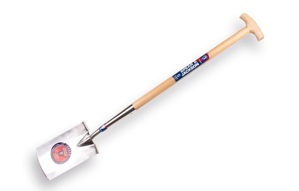 S&J stainless steel spade with steps and T-handle