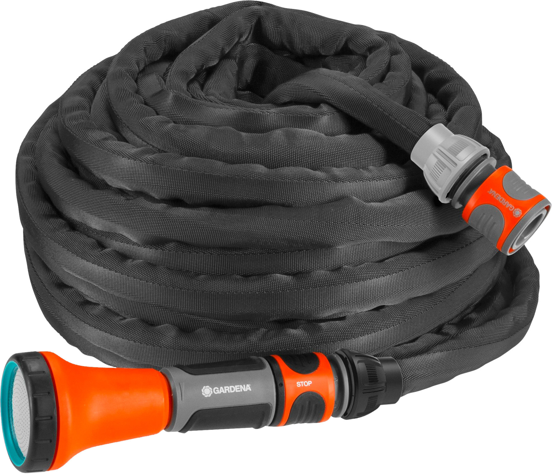 Gardena Textilschlauchset + Kupplungen und Wasserstopp