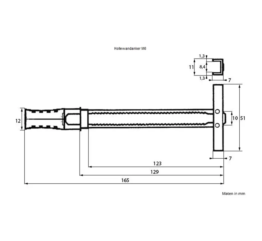 Toggler - Hollewand Anker - M6 (1stuk)