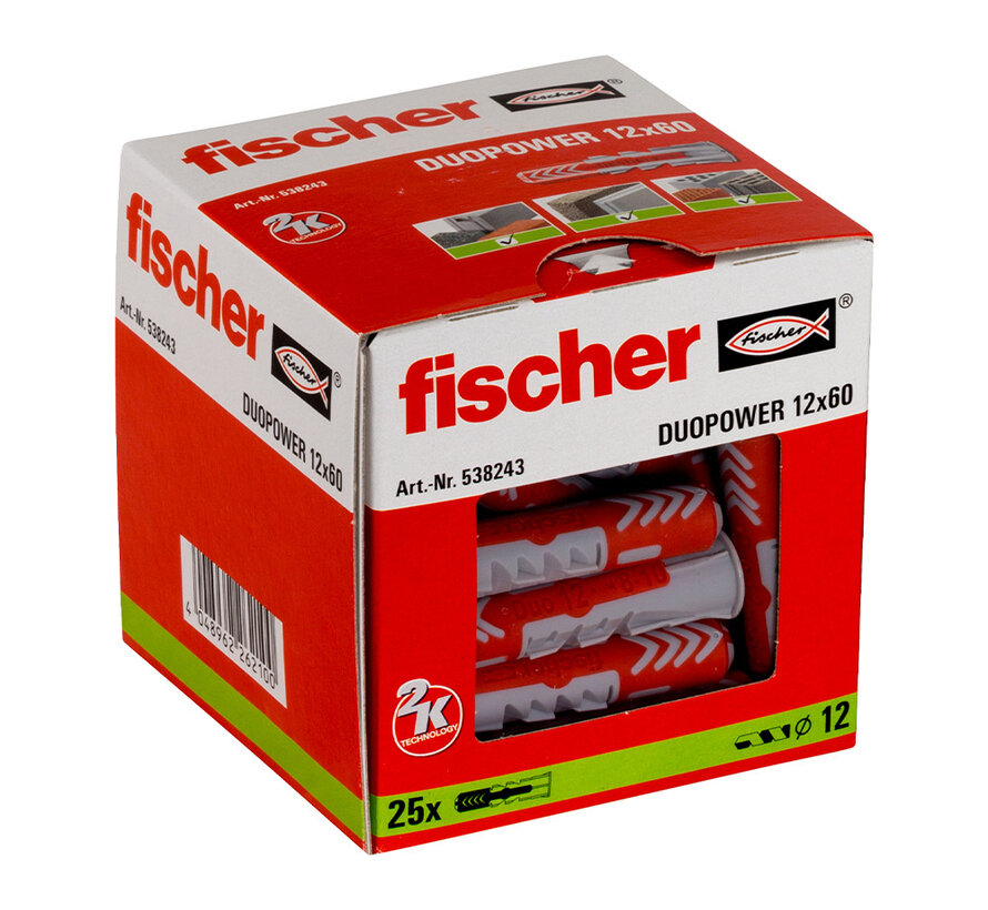 Fischer - DuopPower plug - 12x60mm (25 stuks)