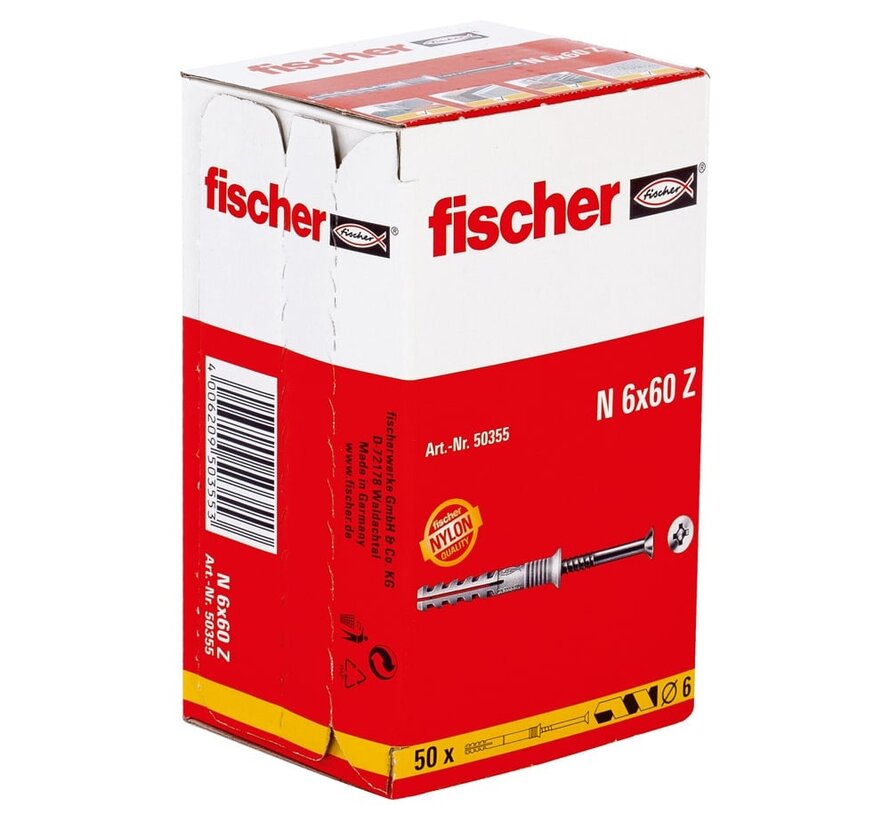 Fischer - Nagelplug N - 6x60/30 S (50 stuks)