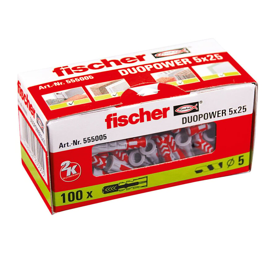 Fischer - DuopPower plug - 5x25mm (100 stuks)
