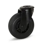 MESO Zwart rubber zwenkwiel met centraal gat - 125mm - 120kg
