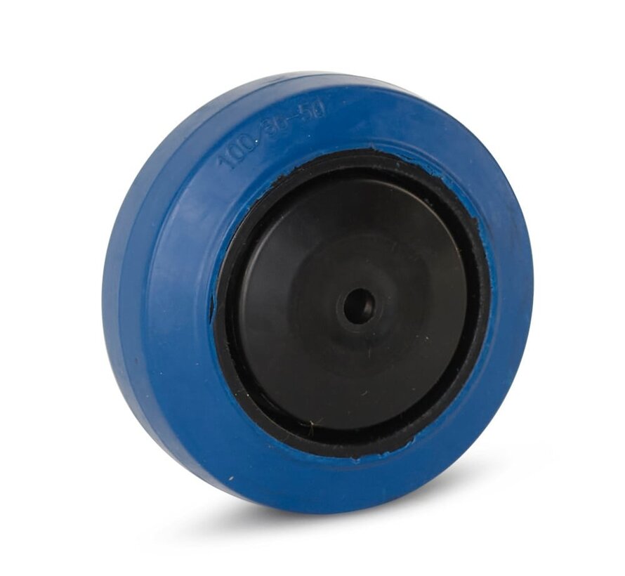 Blauw elastisch rubber wiel - 80mm - 150kg