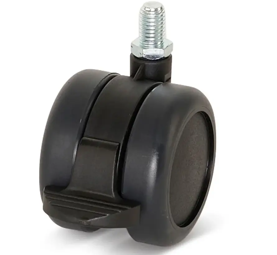 Premium meubelwiel, 60mm, PU geremd, draadstift 10x15mm