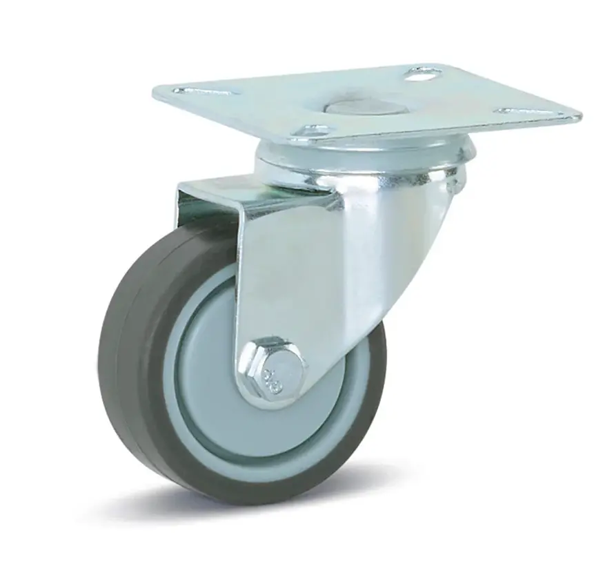 Trolley zwenkwiel met topplaat - 50mm - 40kg