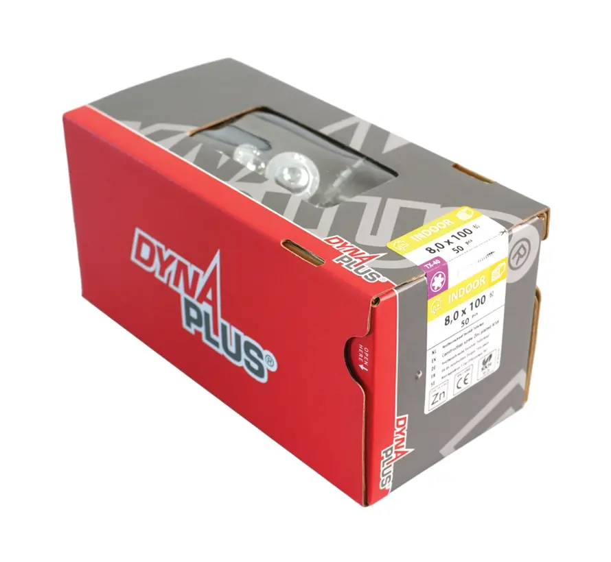 Dynaplus - Torx 40 Tellerkop schroeven - 8 x 80mm - Verzinkt - Deeldraad (50 stuks)