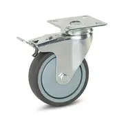 MESO Trolley zwenkwiel geremd met topplaat - 100mm - 100kg