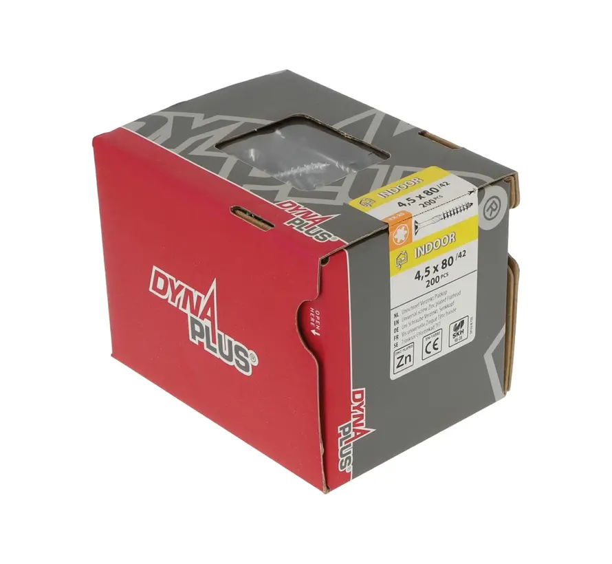 Dynaplus - Unischroeven - Torx 25 platkop - 4,5 x 80mm - Verzinkt - Deeldraad (200 stuks)